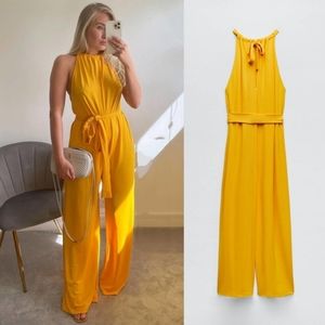 NWT Zara Flowy Wide Leg Belted Jumpsuit, Size S